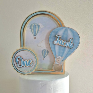 Bear Hot Air Balloon Cake Topper, Hot Air Balloon Cake Topper, Teddy Bear Balloon Cake Topper, Adventure Cake Topper, Boy Birthday Theme.