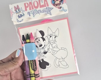 Minnie Mouse Coloring Pack, Daisy Birthday Party Activity Box (4 Sheets, 3 Crayons)