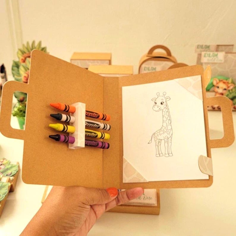 Safari Coloring Suitcase, Kids Birthday Party Activity, Personalized Favor Bag image 4