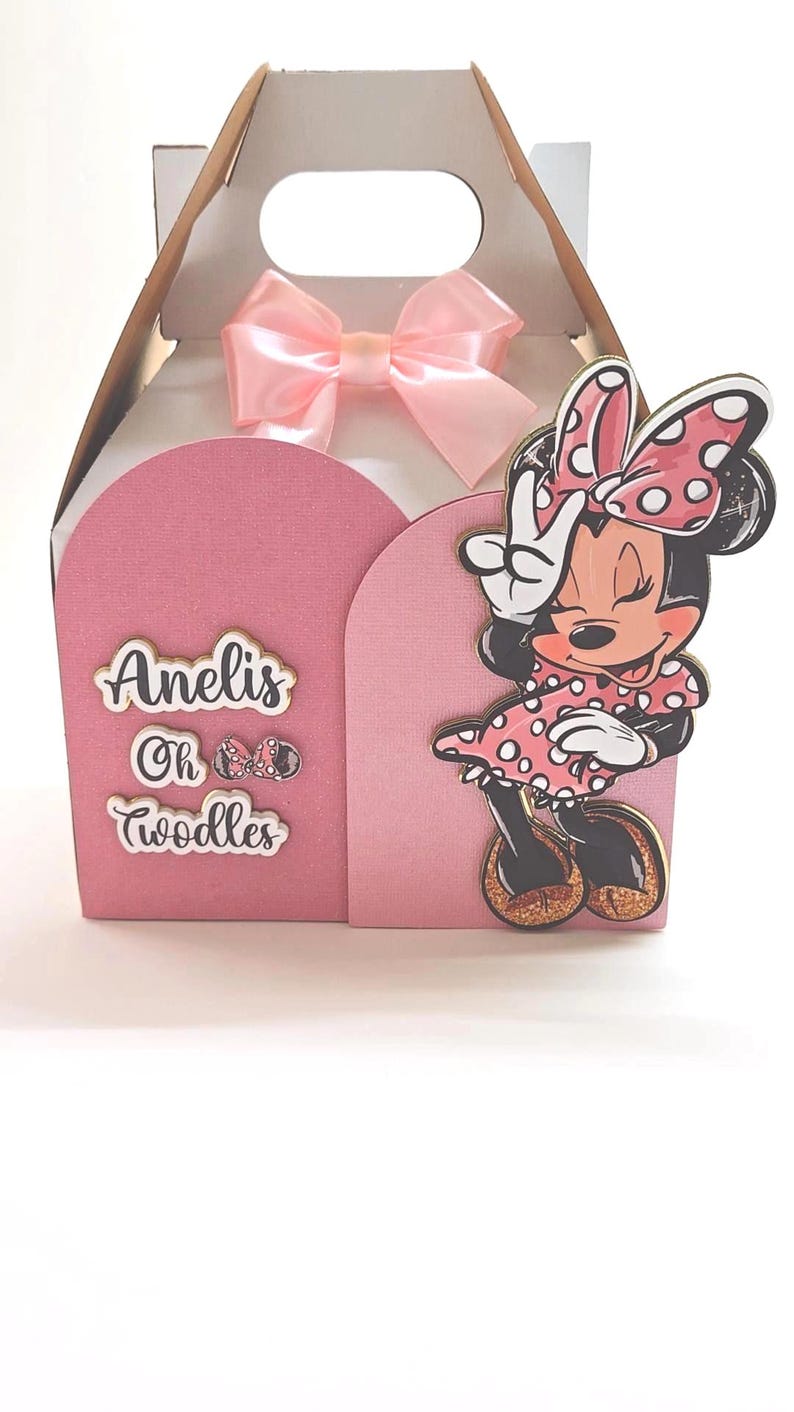 Minnie Mouse Goodie Boxes, Minnie Gable Box, Minnie Party Decorations, Minnie Mouse Favor Box, Minnie Theme Kids Party Favors. image 7