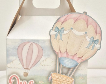 Hot Air Balloon Party Favor Box, Hot Air Balloon Birthday Decor, Hot Air Balloon Birthday Theme, Hot Air Balloon Goody Box, First Birthday.