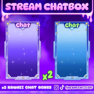 Kawaii Stream Twitch Chatbox Pack Vtuber | Pastel Star Overlay Cute Aesthetic Chat Box Twitch |  Just Chatting Scene Assets Streaming Setup