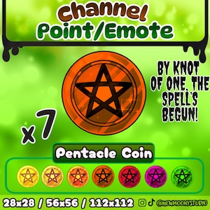 Pentagram Coin Twitch Channel Points | Halloween Emote Spooky Cute Vtuber Stream Pack | Streaming Kawaii Rewards Badge Bits Instant Download