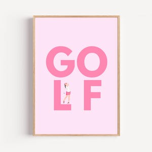 Pink Golf Art Print: Modern Female Golfer Illustration (Digital Download)