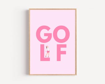 Pink Golf Art Print: Modern Female Golfer Illustration (Digital Download)