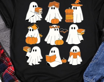 Cute Halloween Ghost Clipart PNG | Book Lover, Teacher Design (Digital Download)