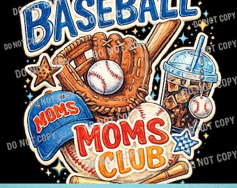 Baseball Moms Club PNG | Trendy Game Day Doodle Baller mom shirt ORIGINAL Design Digital