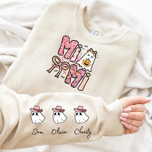 Custom Spooky Mimi Sweatshirt, Personalized Halloween Mimi Tee with Grandkids Names, Cute Ghost Shirt, Halloween Gift for Nana