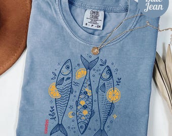 Sardine Tin Fish Shirt, Coastal Grandma Aesthetic Tee, Vintage Seafood Graphic Shirt, Trendy Fisherman Core Tee, Comfort Colors Unisex Shirt