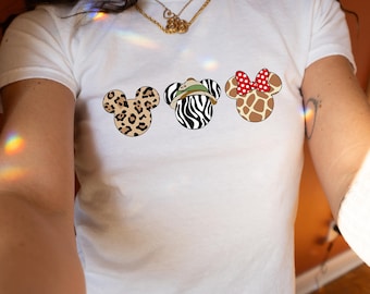 Camiseta corta de Mickey Mouse Disney para bebé, camiseta corta de leopardo, camisetas Disney Animal Kingdom (2025), camiseta Disney Safari, camiseta Disney Leopard