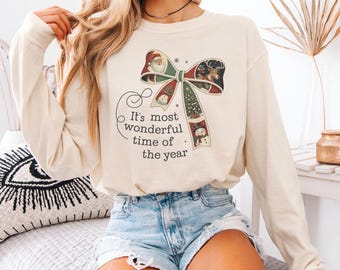 Women's Christmas Sweatshirt – 'It's The Most Wonderful Time Of The Year' Long Sleeve Holiday Shirt