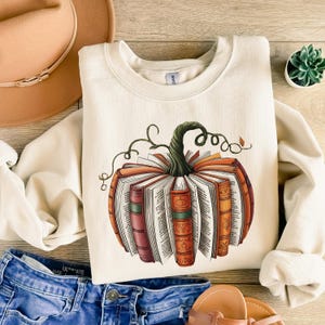 Fall Book Pumpkin Sweatshirt, Halloween Teacher Tee, Retro Reading Halloween Shirt, Book Lover Halloween Gift, Fall Pumpkin Tee