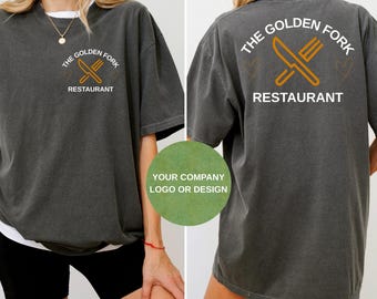 Custom Company Logo Comfort Colors T-Shirt, Personalized Business Logo Tee, Double-Sided Print Shirt, Custom Work Uniform Top