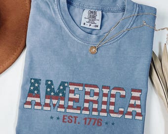 Chemise Comfort Colors® America 1776 4 juillet, chemise fête de l'indépendance, chemise fête du 250e anniversaire, cadeau patriotique, chemise 1776