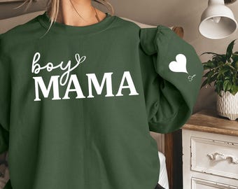 Custom Boy Mama Sweatshirt, Personalized Mama Of Boys Hoodie With Kids Names On Sleeve, Mom Birthday Outfit, New Mom Christmas Gifts