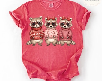 アライグマのバレンタインデーの快適なカラーシャツ、野生のアライグマのTシャツ、面白いコケットラブTシャツ、私のものよ、XOXOハート、バレンタインデーTシャツ、彼女へのギフト