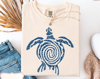 Comfort Colors Sea Turtle Graphic T-Shirt, Coastal Beach Aesthetic Comfort Colors Tee