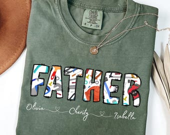 Camiseta personalizada para papá con nombres de niños, regalo para el Día del Padre, camiseta para papá primerizo, camiseta personalizada para papá, camiseta personalizada con nombres de niños, camiseta para el Día del Padre