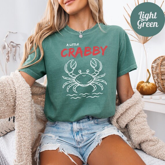 A Little Crabby Shirt, Funny Crab Beach Tee, Coastal Grandma Aesthetic Shirt, Minimalist Summer Graphic Tee, Comfort Colors Shirt