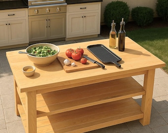 DIY Outdoor Kitchen Table Plan: Rustic BBQ Prep Station (PDF Download)