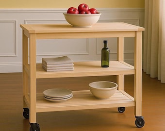Rolling Kitchen Cart Plan: DIY Bar Cart, Utility Shelves (PDF Download)