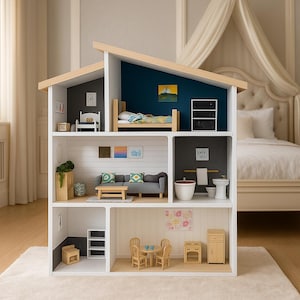 Modern Dollhouse Plan: Toy Shelf, Kids Bookcase (Digital Download, PDF)