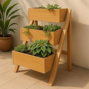 DIY 3-Tiered Wooden Garden Planter Build Plan Step by Step Guide PDF download