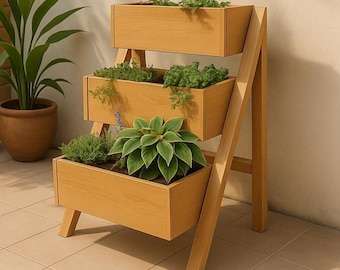 DIY 3-Tiered Wooden Garden Planter Build Plan Step by Step Guide PDF download