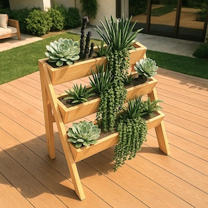 DIY 3-Tier Raised Planter Box Plans: Balcony & Patio Vertical Garden (PDF Download)