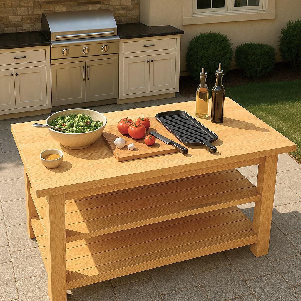 DIY Outdoor Kitchen Table Plan: Rustic BBQ Prep Station (PDF Download ...