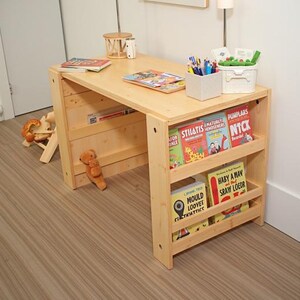 Kids Desk With Bookshelf Plan: DIY Wooden Storage Desk (PDF Download ...
