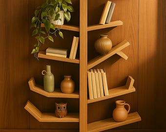 DIY Tree Bookshelf Plan: Wood Cat Climbing Frame (PDF Download, 55 inches Tall)