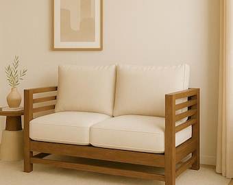 モダンな木製ソファのDIYプラン：簡単な作り方（PDFダウンロード