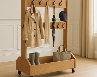 DIY Rolling Mudroom Rack Plan: Coat & Backpack Organizer (PDF Download)