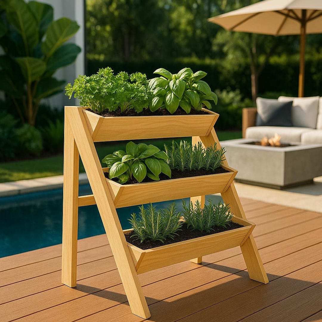 DIY 3-tier Raised Planter Box Plans: Balcony & Patio Vertical Garden ...