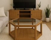 Hexagonal Wooden Coffee Table Build Plan: Glass Top DIY Furniture (PDF Download)