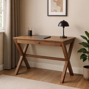 Table avec cadre en X avec plan de rangement, Plan de table multifonctionnel, Table de style moderne, Table de rangement, Table avec rangement, Instructions étape par étape