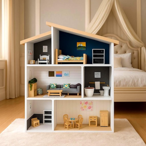 Modern Dollhouse Plan: Toy Shelf, Kids Bookcase (Digital Download, PDF)