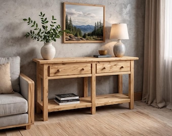 Plano de consola de granja con cajones, planos de muebles de madera (descarga en PDF)