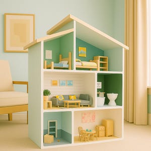 DIY Modern Dollhouse Plan PDF: Kids Play Storage & Nursery Decor