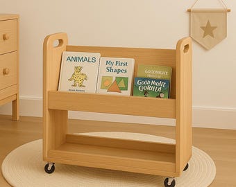 Montessori Rolling Bookshelf Plan: DIY Kids Book Cart (PDF Download)