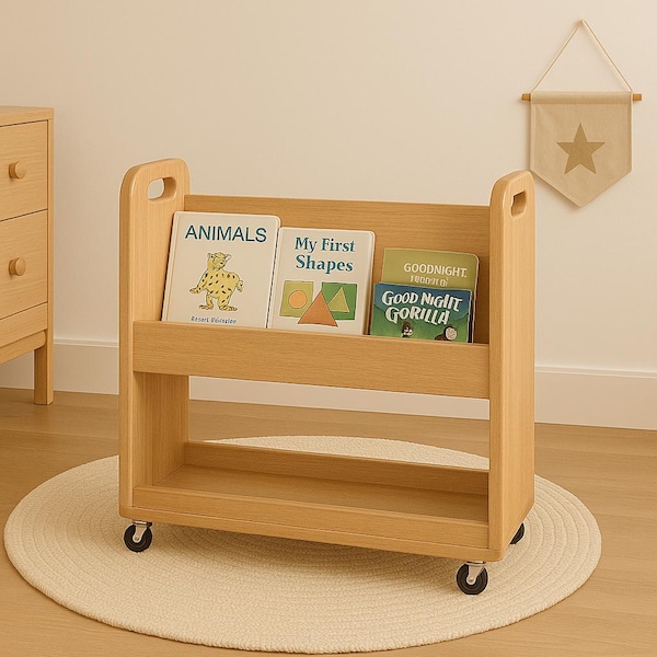 Montessori Rolling Bücherregal Plan: DIY Kinderwagen (PDF Download)