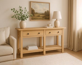 DIY Farmhouse Console Table Plan with Drawers, Wood furniture Plans(PDF Download)
