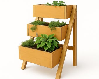 DIY 3-Tier Planter Box – Vertical Raised Garden Bed Build Plan – Wooden Flower Herb Planter – Small Space Gardening Project