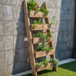 DIY Vertical Garden Planter Plans | Ladder Herb Garden Build Guide (PDF)