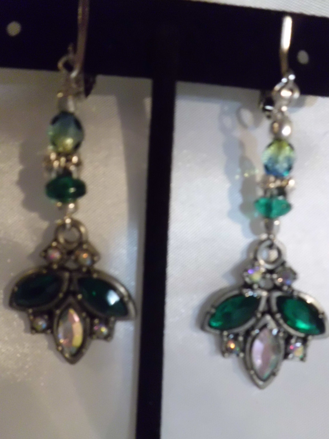 Art Deco Earrings ClipOn Earrings Emerald Dangles Emerald Etsy