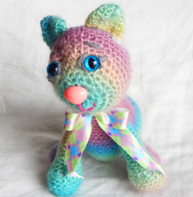  Rainbow  Kitten Rainbow  Stripes Amigurumi Cat  Pastel  Kitten 