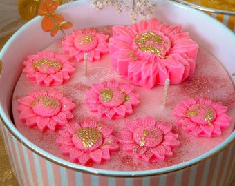 Neon Roze Zonnebloemen geur kaars