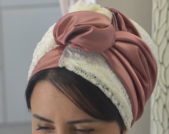 Glossy silk scarf combined with stunning lace , Head Scarf, Head Covering, Jewish Headcovering, Scarf, Pashmina