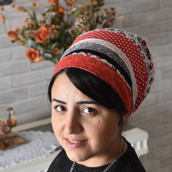 NEW jewish head wrap, lace cover, jewish headcovering, Tichel, head bandana, hair wraps, kopfbedeckung, by oshratdesignz